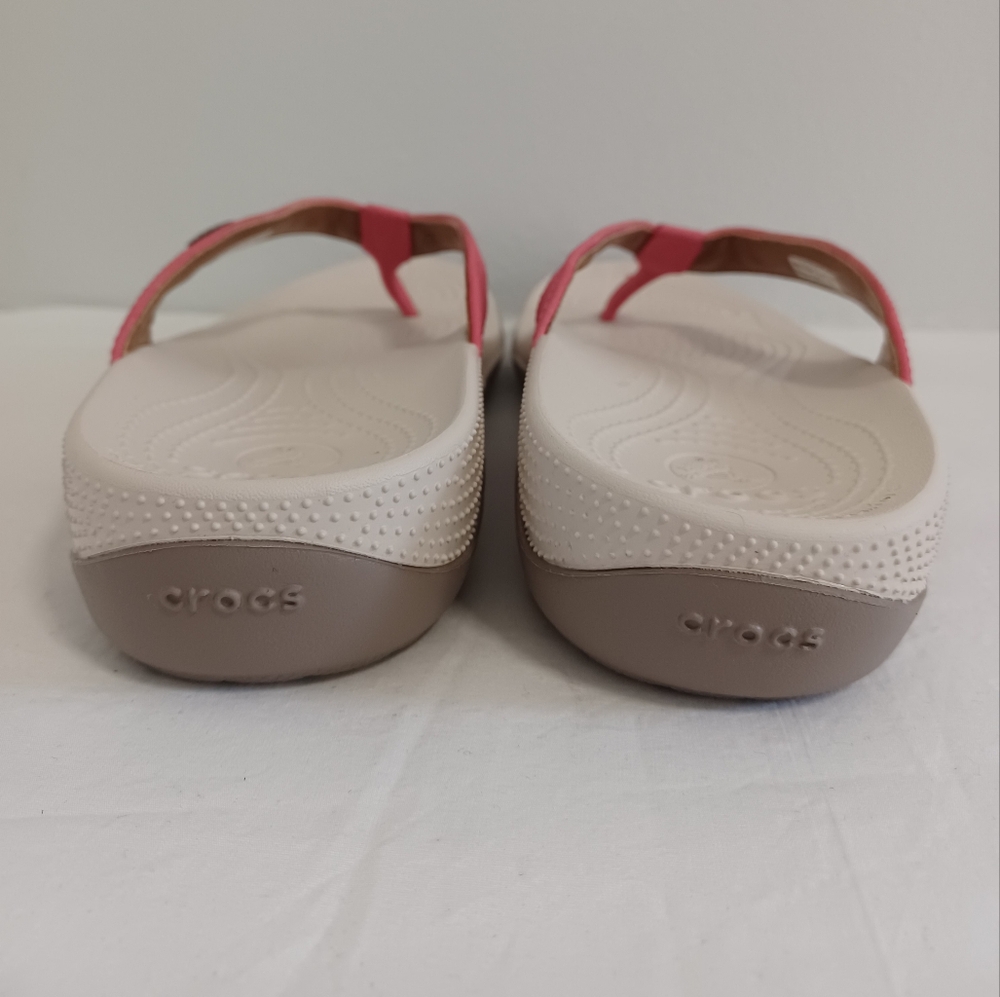 Crocs thong flip-flop sandals coral/cream size 9w Women’s - Picture 4 of 9
